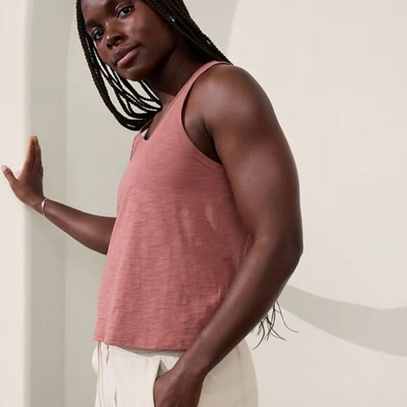 Athleta Essential Slub‎ Tank Top S Rose Pink Relaxed Fit - Picture 1 of 7